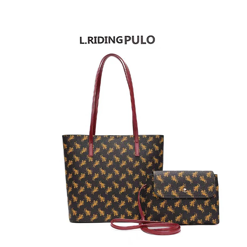 (长26cm.10cm.27cm）2025新款秋冬高级托特包印花简约大容量子母包