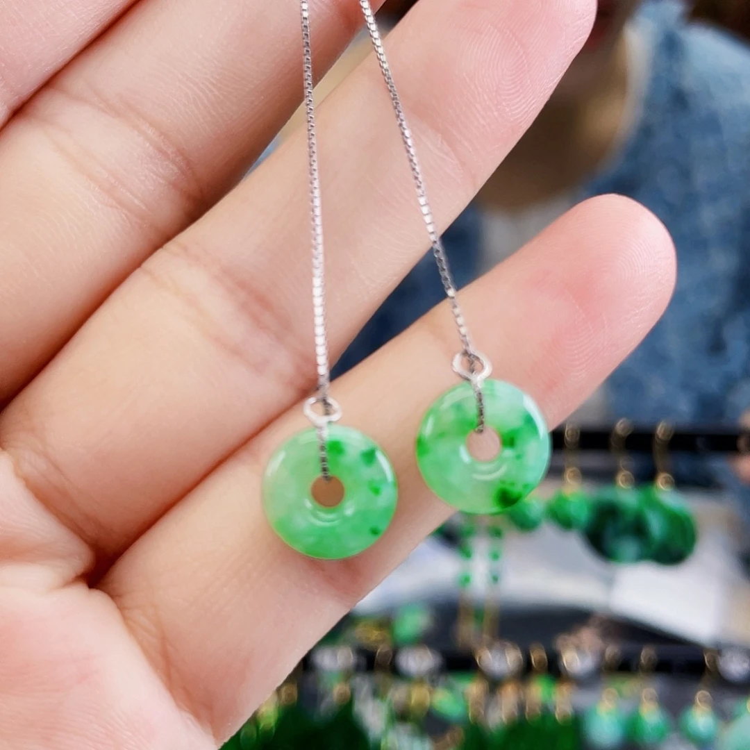 银S925镶嵌翡翠耳饰