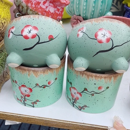 多肉绿植陶瓷花盆9.9包邮，有空