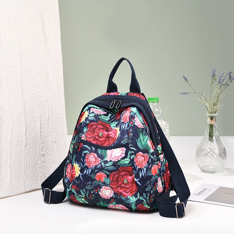 新款大容量民族风休闲双肩包女士背包户外旅行休闲包花色森系包包