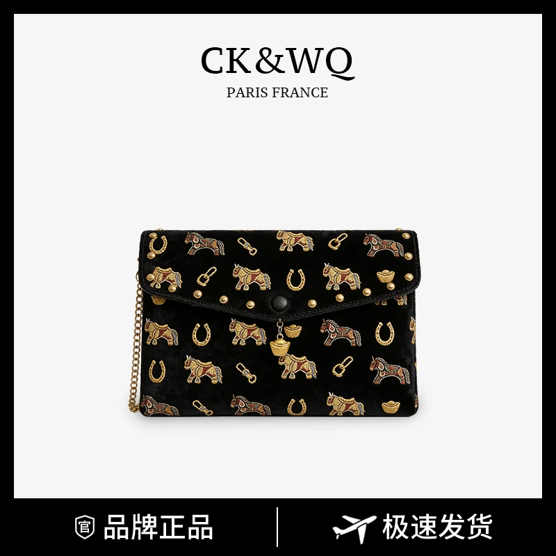 CK&WQ托特包做旧斜挎包车缝线单肩包轻奢女士单肩通勤简约