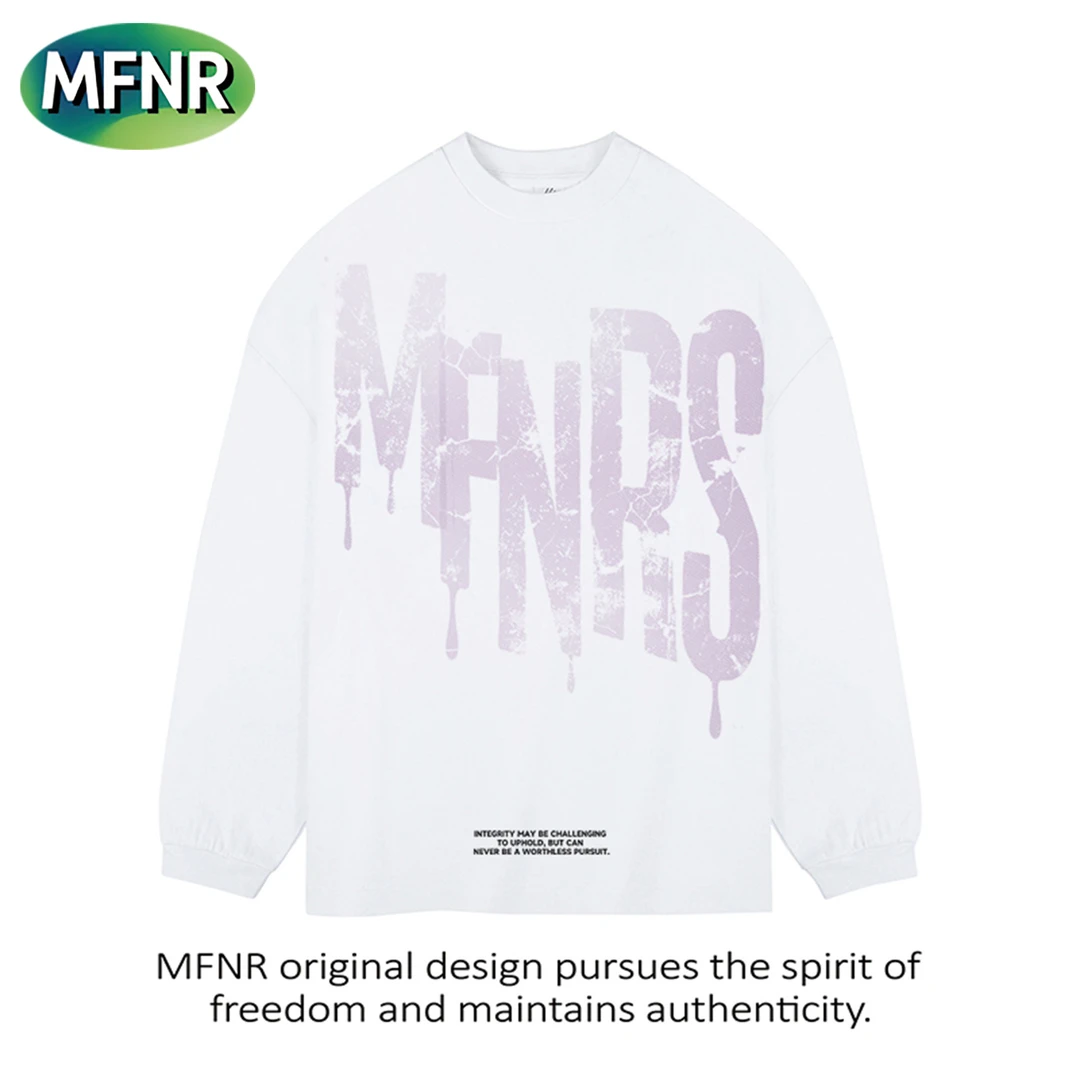 美式复古小众字母印花长袖t恤男秋冬宽松设计感小众百搭纯棉上衣