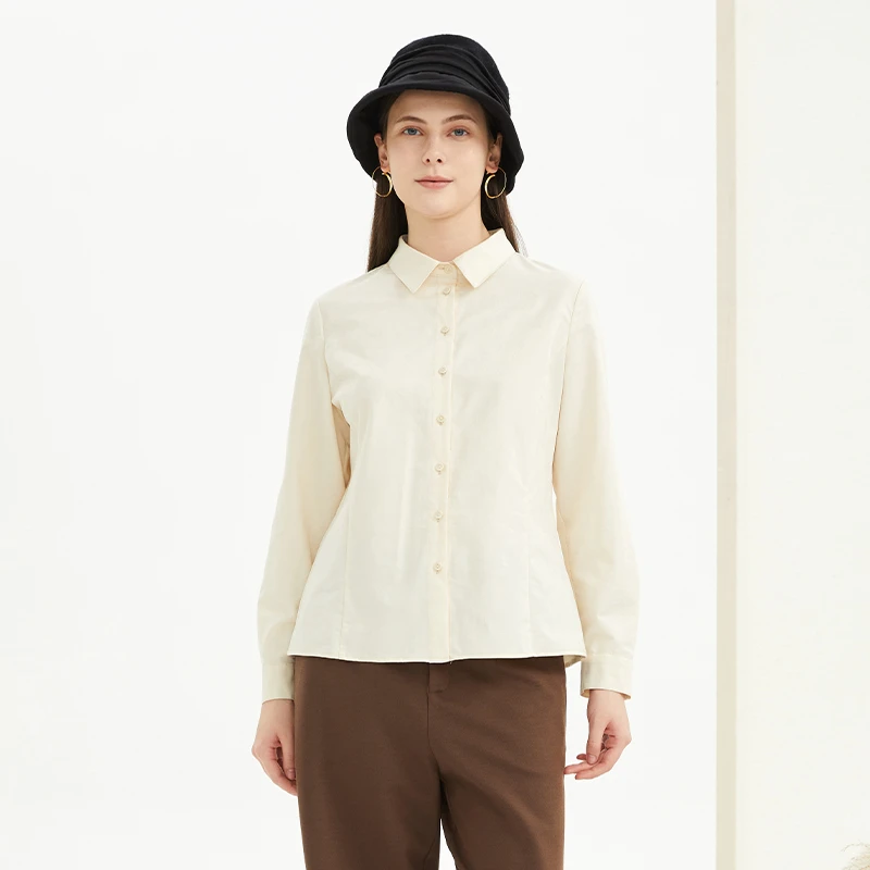 罗兰伊杜/LAIDEE衬衫袖通勤长袖通勤衬衫女士纯色简约秋季