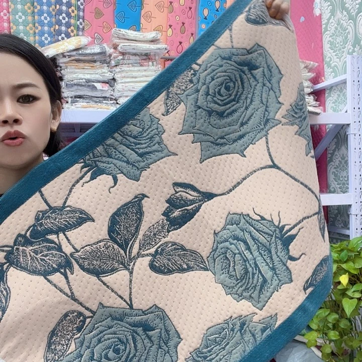 棉蓝色玫瑰花纯棉