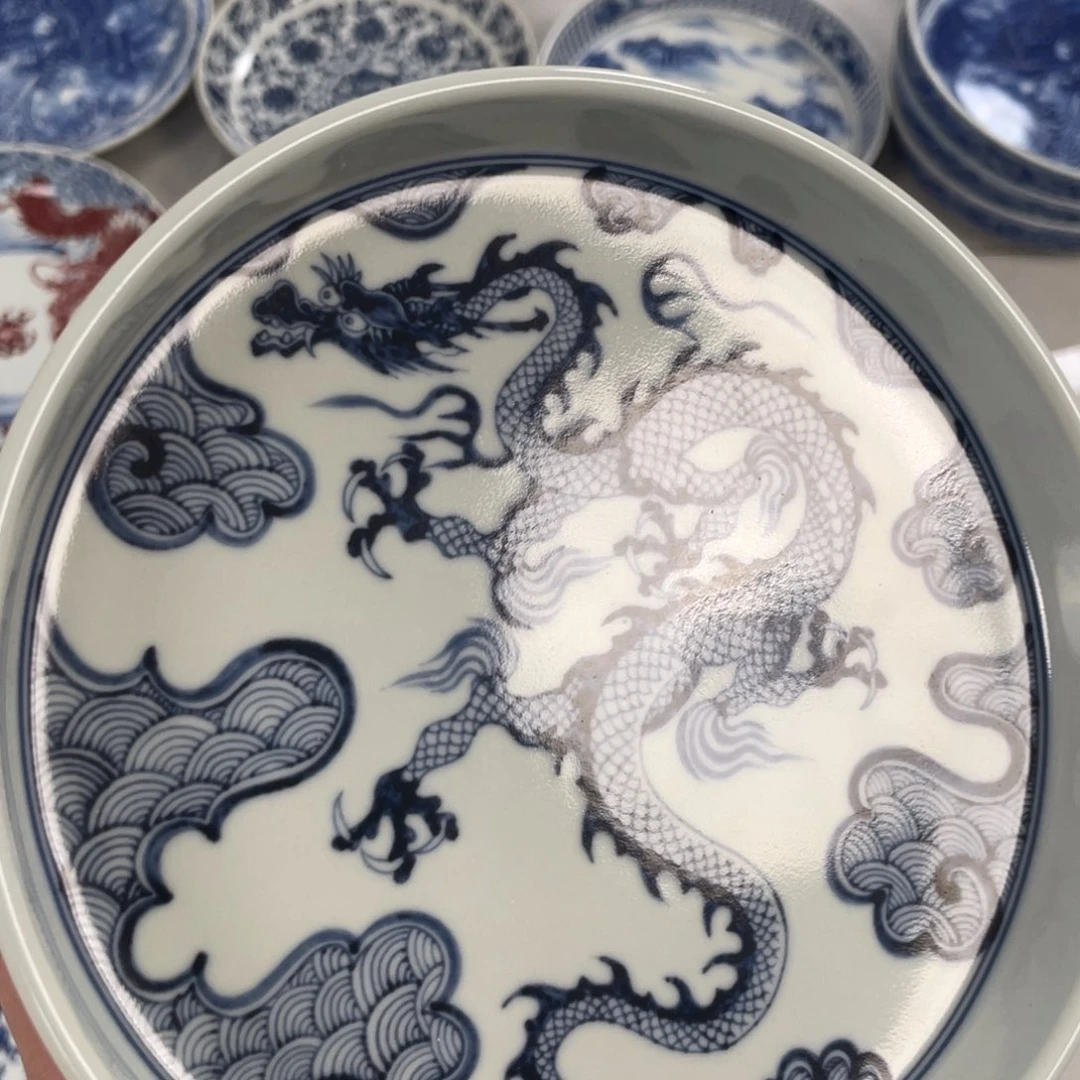 瓷片景德镇青花穿云龙大壶承