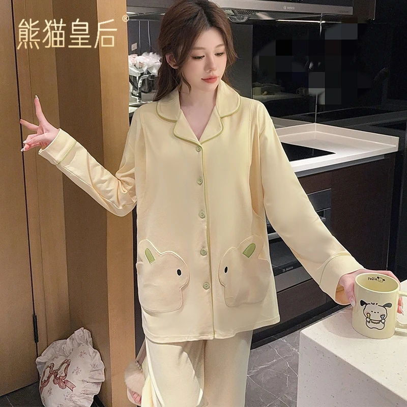 纯棉月子服春秋款9-10月份产后产妇可哺乳孕妇睡衣秋冬季100%全棉