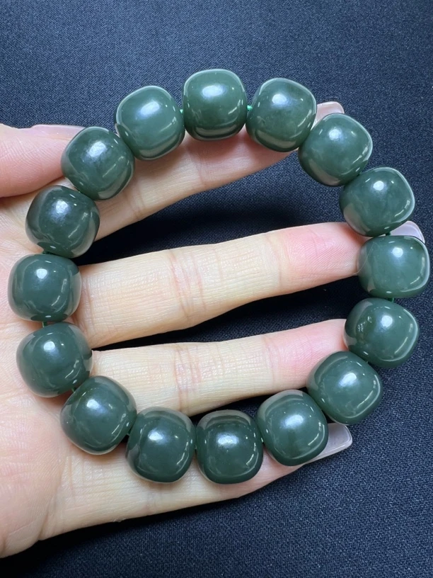 天然和田玉且末蓝卡14老型珠