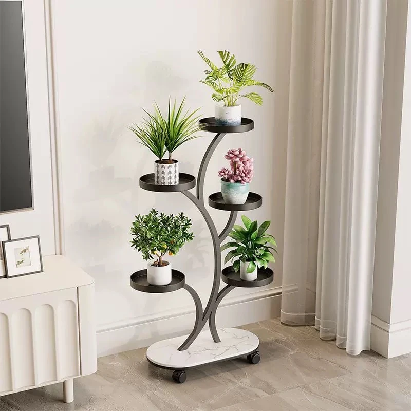 轻奢多层花架子客厅落地式阳台置物架多肉手工铁艺花盆托架摆放架