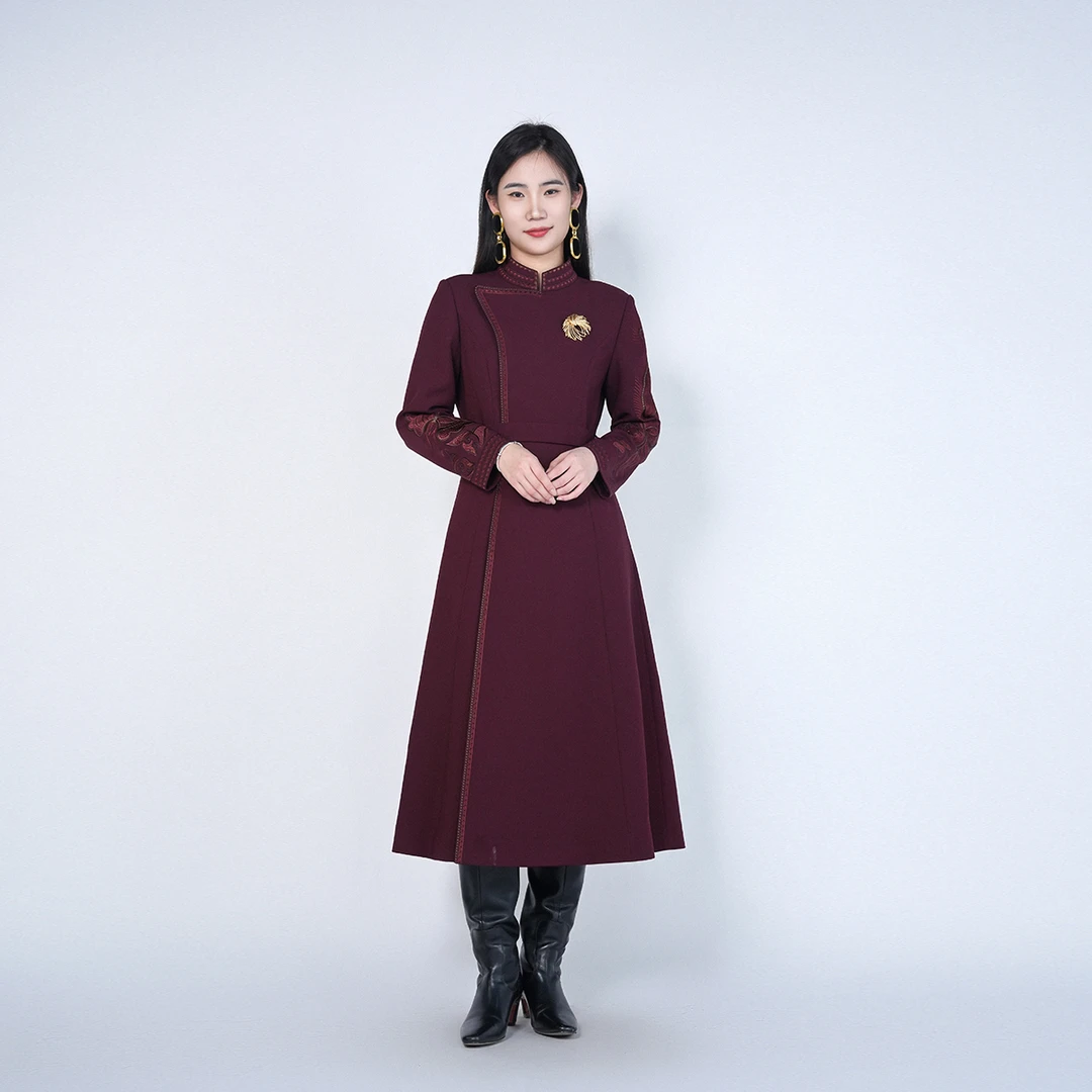 中国风刺绣收腰显瘦有型时尚女气质百搭嘉月战袍连衣裙HASS020009