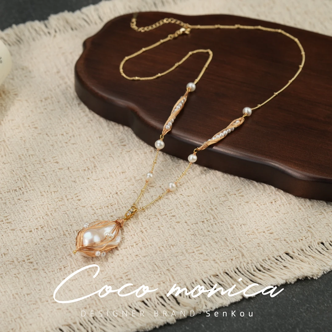 【小霞珠宝】珍珠项链复古法式彩色金丝雀优雅温柔手作拼接 AC996