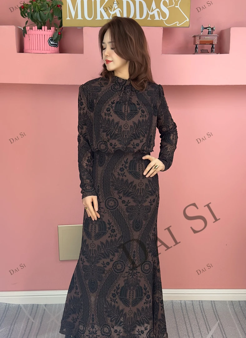 3923【包邮】高级时尚气质显瘦中式复古连衣裙