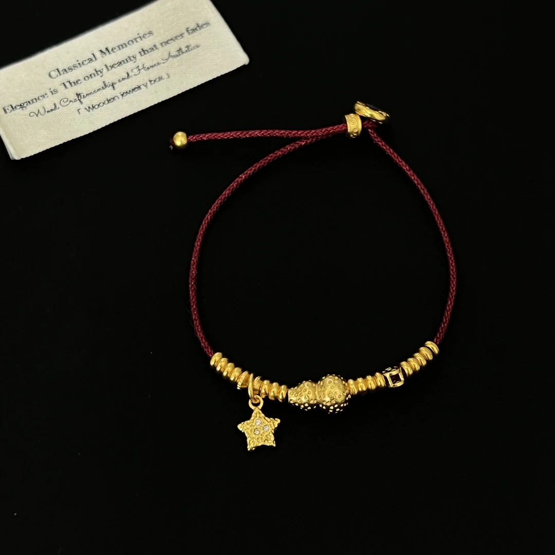 铜合金手链 小福星金色葫芦红绳抽拉手链217