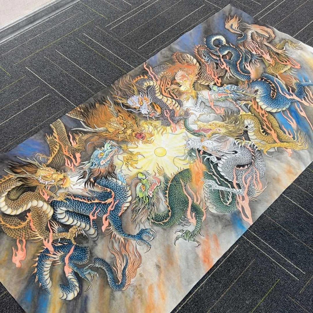 国画李老师九龙戏珠纳祥瑞