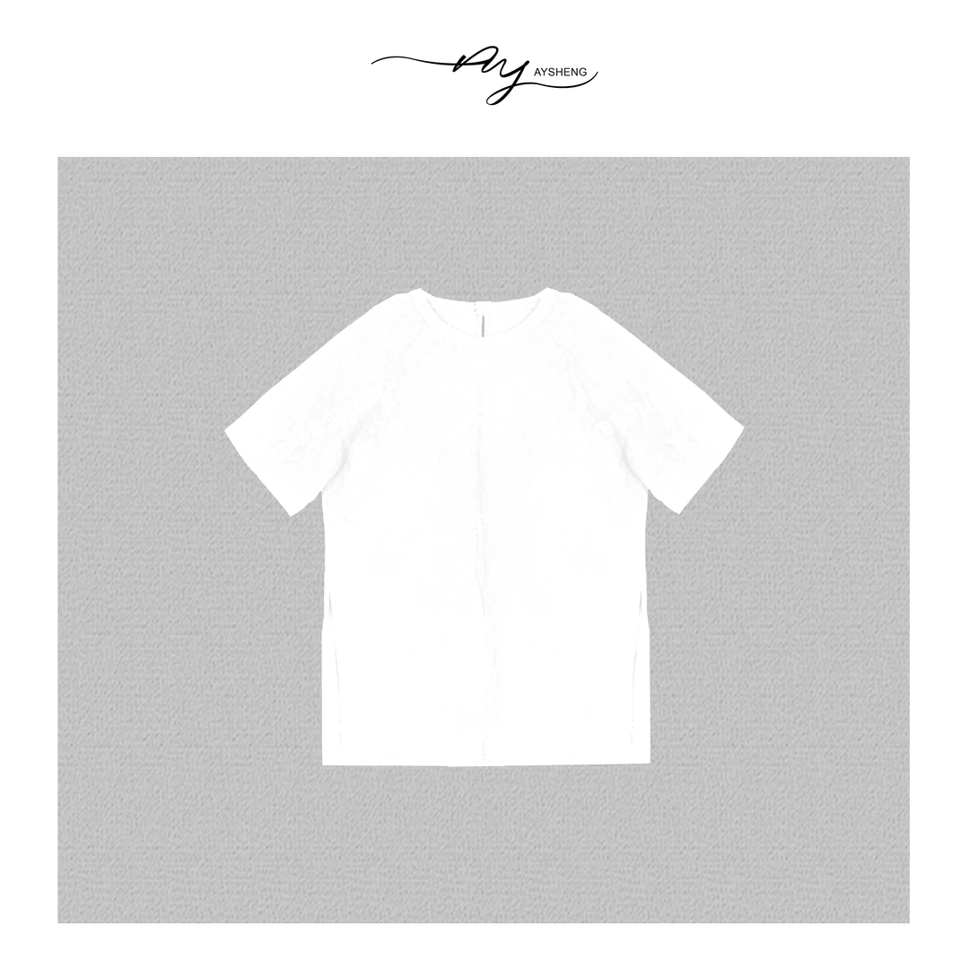 TXB 25夏亚麻天丝舒适感纯色高克重廓系宽松圆领T恤XB-7465