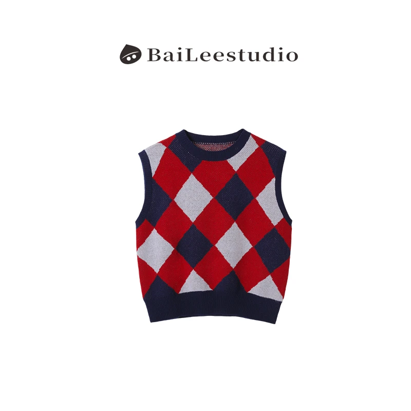 【柏栗良品】2025秋冬新品~休闲风百搭圆领套头针织马甲女850126