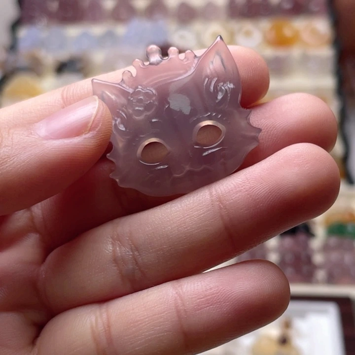 玛瑙/玉髓未镶嵌玛瑙猫猫面具30尺寸