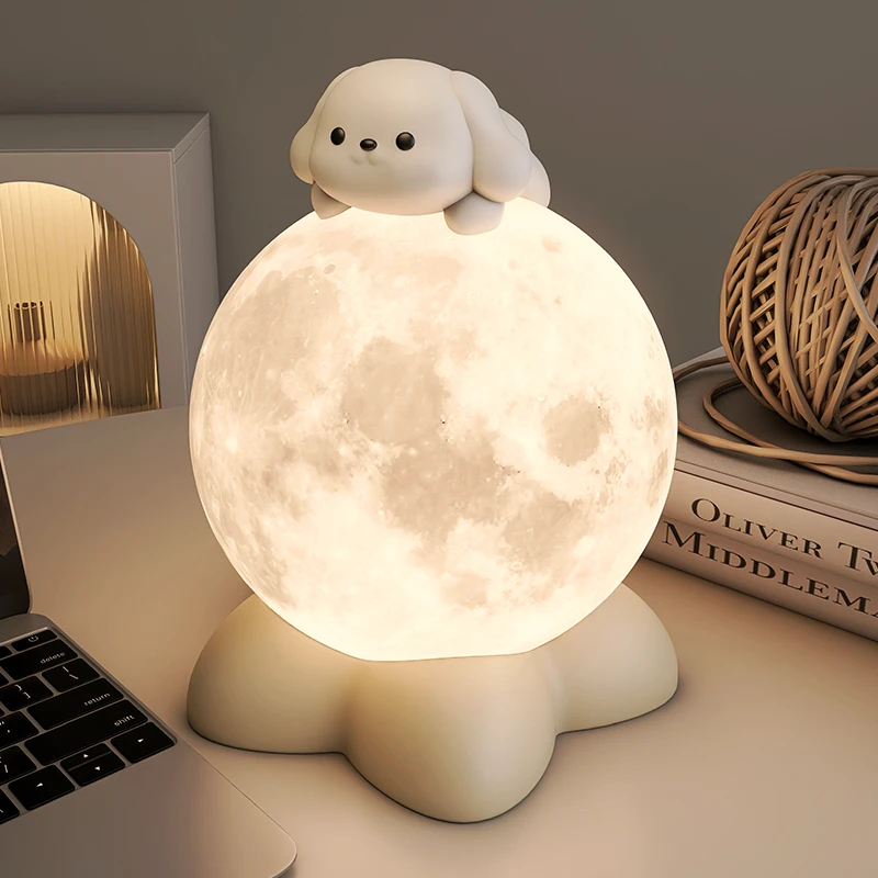 MSKA小狗床头柜小夜灯睡眠可爱台灯装饰品乔迁卧室摆件生日礼物