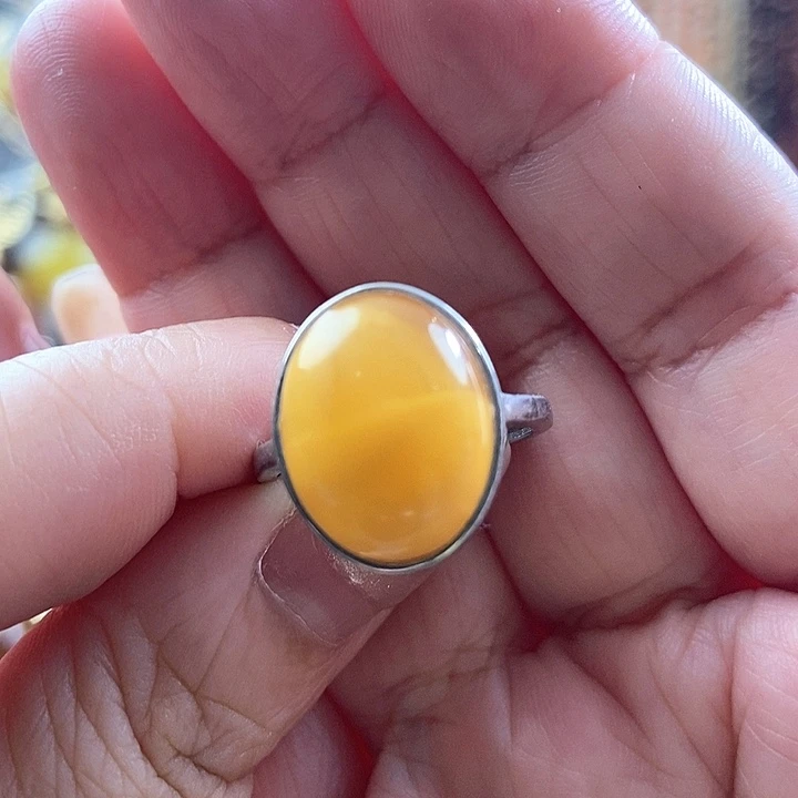 琥珀未镶嵌戒指戒指