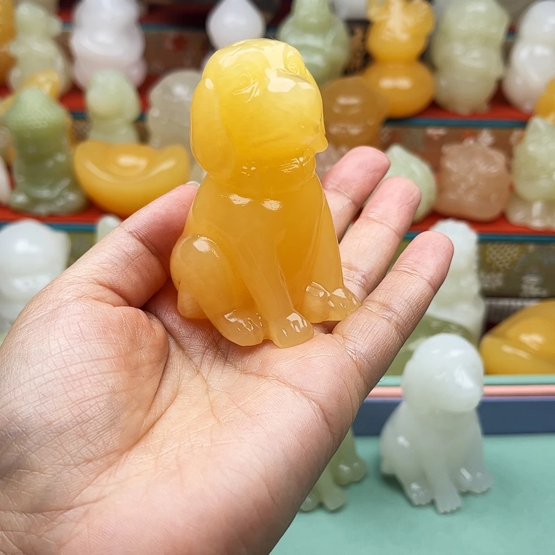 *****石材旺财手把摆件