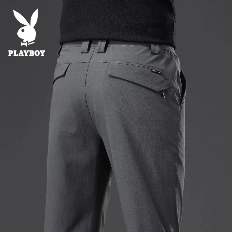 花花公子战术西裤夏季薄款直筒修身商务男士休闲裤拉链免烫长裤子