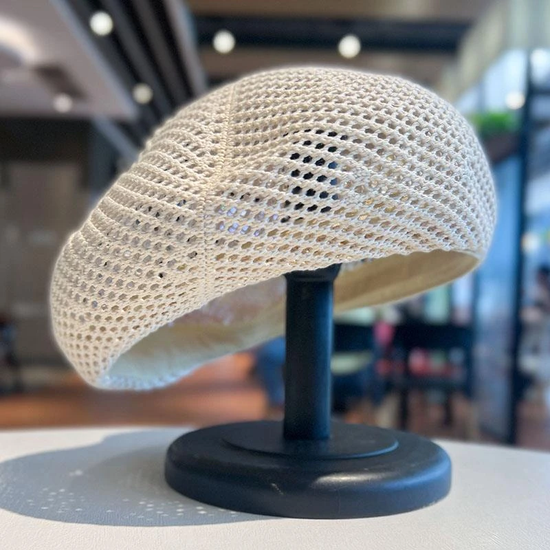 花少秦岚同款高颜值帽子女新款镂空透气贝雷帽百搭显脸小高级帽子