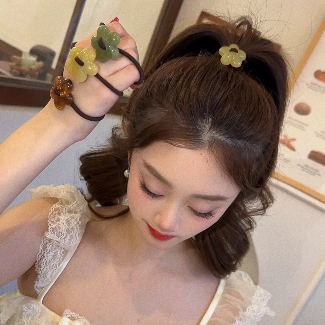 韩国东大门春天氛围小花头绳网红花朵韩版发绳ins头绳高弹皮筋