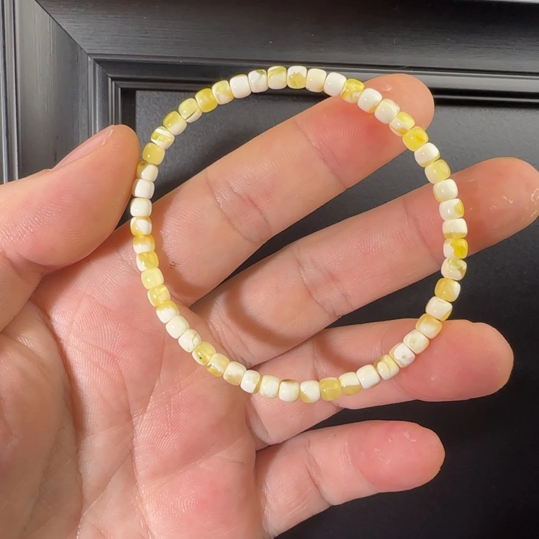 琥珀未镶嵌手链金瓷白4mm左右
