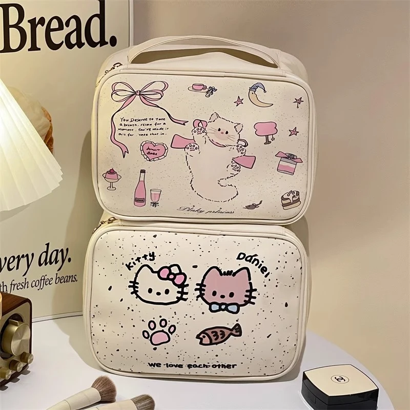 手提化妆包可爱便携化妆品收纳包女大容旅行洗漱化妆刷手提收纳包