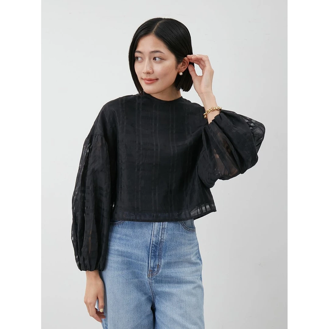 【MonTendre】秋季新款 M 气质优雅圆领蓬松镂空灯笼袖泡泡袖上衣