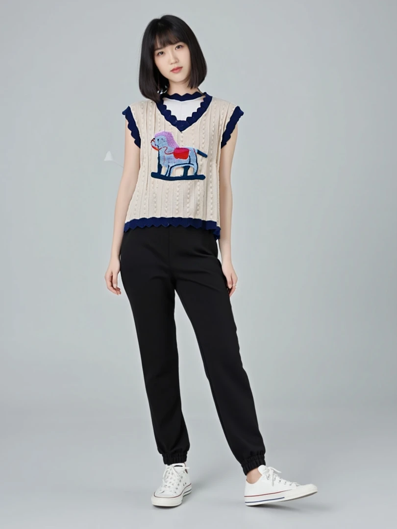 常规款拼色拼接宽松印花圆领女装夏季（实物商品以当天直播间为准）