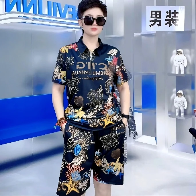 短裤夏装POLO潮流男士男士夏季网红潮牌套装男款短袖短裤套装男