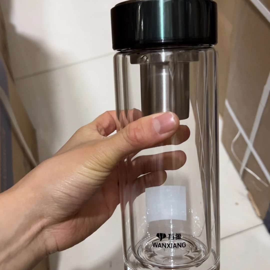 V266绿色双层玻璃杯410绿色杯套