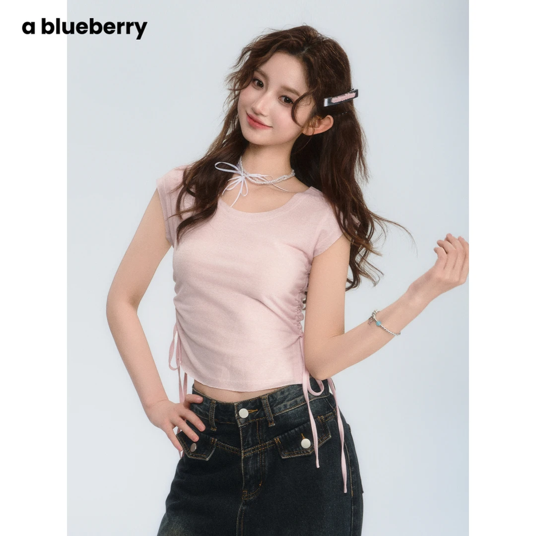 a blueberry 抽绳系带收腰背心韩版辣妹简约百搭上衣BL122306216