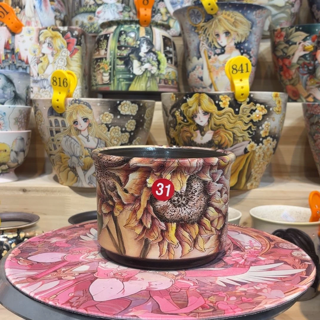 紫砂花盆景德镇手绘花盆陶瓷12/10