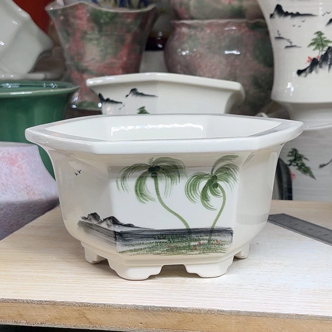 陶瓷绿植多肉微瑕花盆外口径：15*9.5