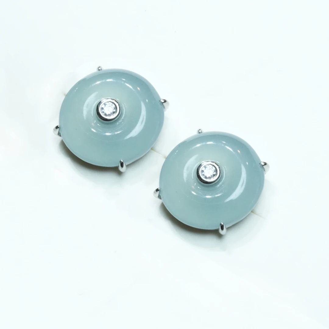 【小胖翡翠】天然翡翠平安扣耳钉A货轻奢日常百搭款耳饰-多样性发1