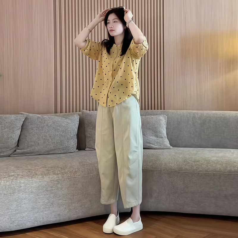 高级时髦波点漂亮两件套女2025夏季新款韩系气质洋气显瘦时尚套装