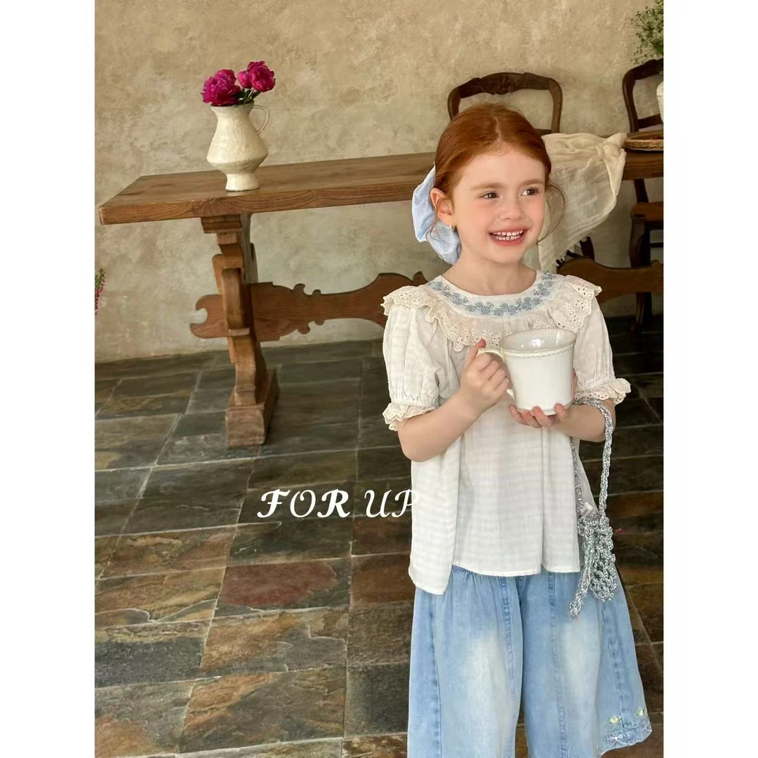 【现货】252-FU-85099多色法式琳妮花朵刺绣花边上衣