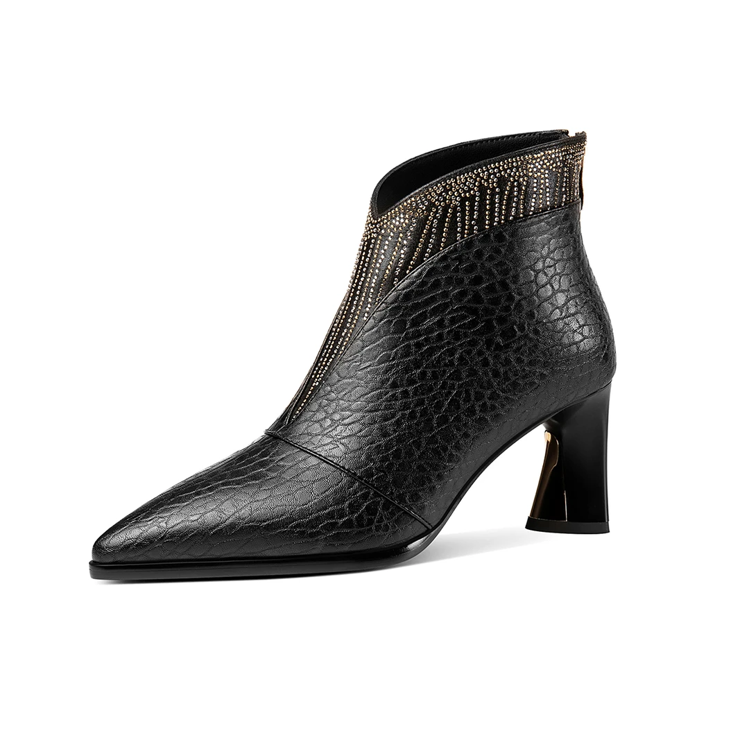 2025年新款法式高级感显瘦尖头气质侧拉链配裙子不累脚短靴女3148