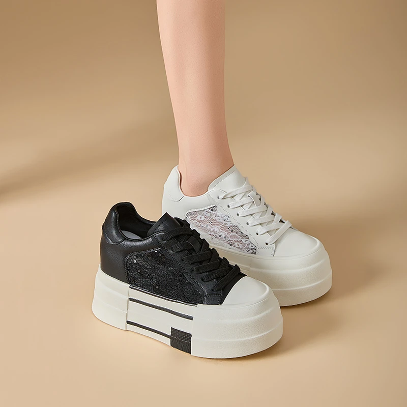 【8-10公分】小个子增高小白鞋女2025夏季新款透气网面厚底休闲鞋