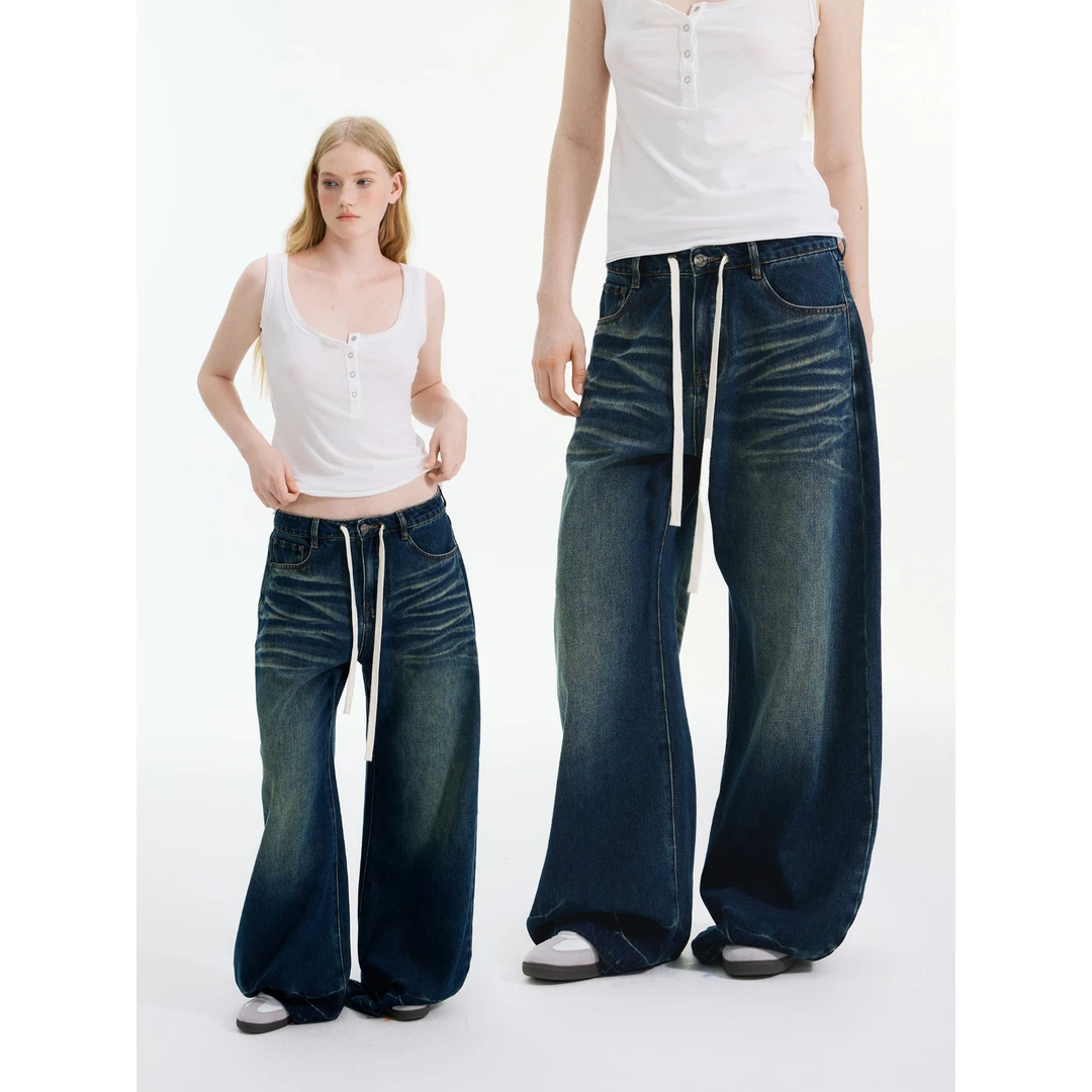 【括号牛仔裤】香料怪兽美式复古风大版型显瘦中低腰休闲长裤