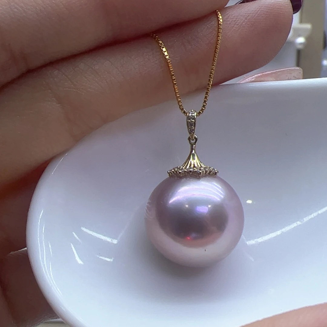 淡水珍珠吊坠(赠链)18K金镶嵌