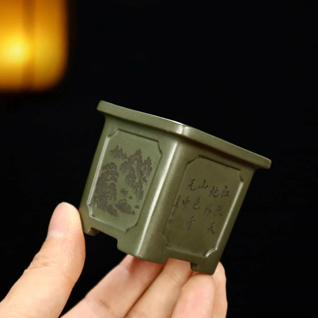 微型迷你四方紫砂花盆小多肉菖蒲专用盆景盆云竹金弹子盆栽盆特价