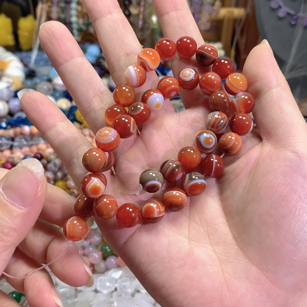 玛瑙/玉髓未镶嵌珠宝半成品线条玛瑙一条卡10mm