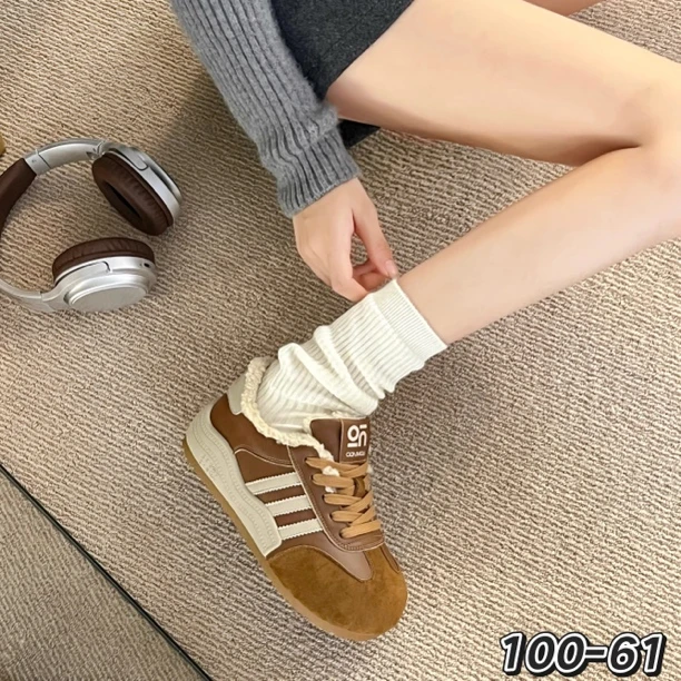 韩版圆头女鞋加绒舒适百搭软底休闲鞋学生轻便防滑阿甘鞋板鞋