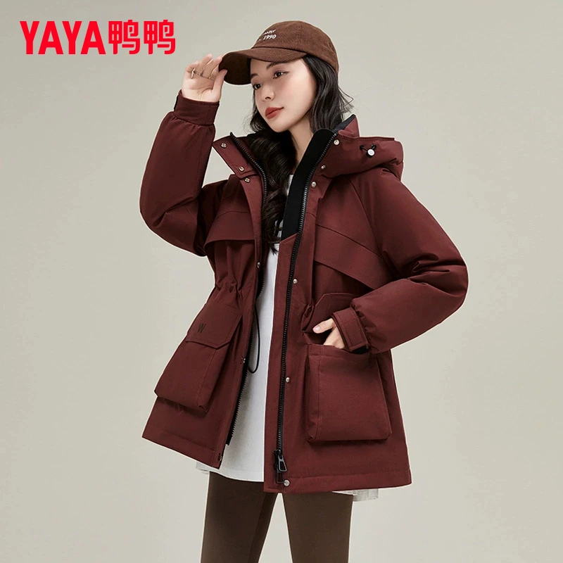 YAYA/鸭鸭90绒羽绒服女2025年冬季百搭派克服外套潮YE4B616345L
