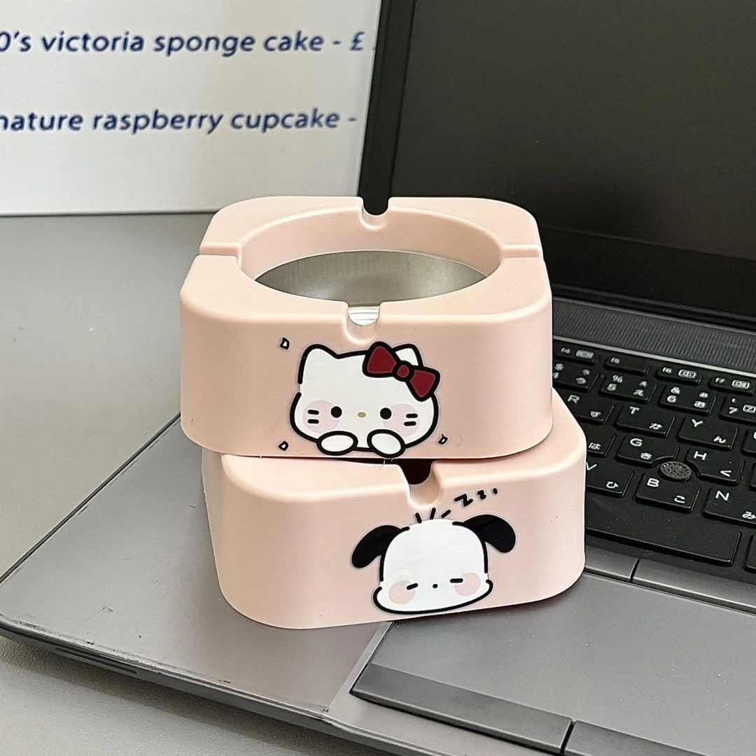 新款凯蒂帕恰不锈钢烟灰缸可爱创意家用办公室防灰卡通高级潮烟缸