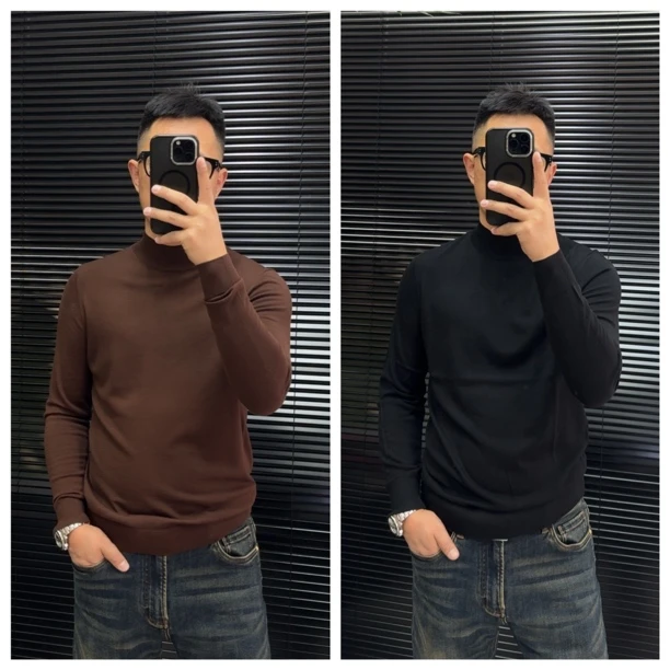 爆款-男士高端羊毛衫V06秋冬最新半高领长袖修身针织羊毛衫