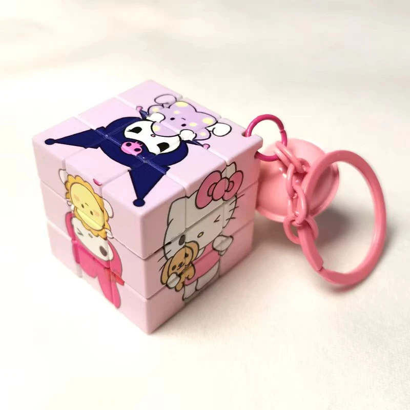 卡通三丽鸥魔方女生钥匙扣批发库洛米包包挂件公仔可爱拼豆钥匙扣