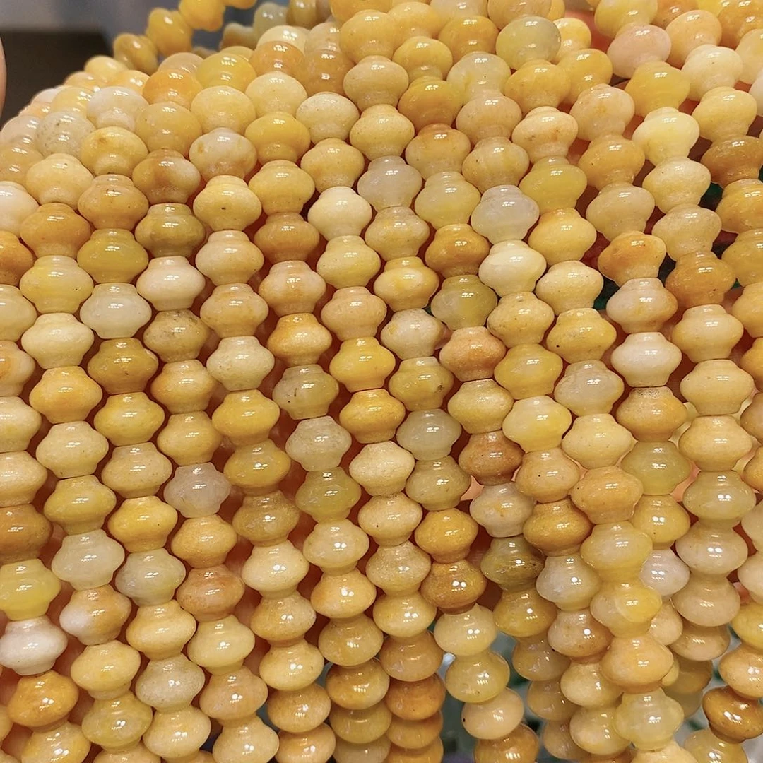 散珠玛瑙/玉髓黄玉灯笼珠一条10mm